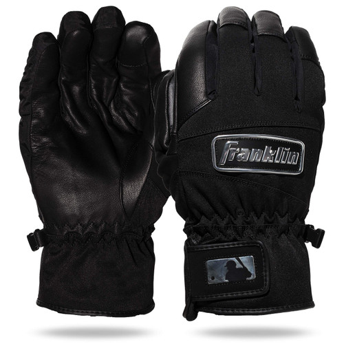 Franklin Sports MLB Batting Gloves - Coldmax Cold Weather Winter Gloves - All Weather Gloves for Players, Coaches + Umpires - Black - Adult Medium