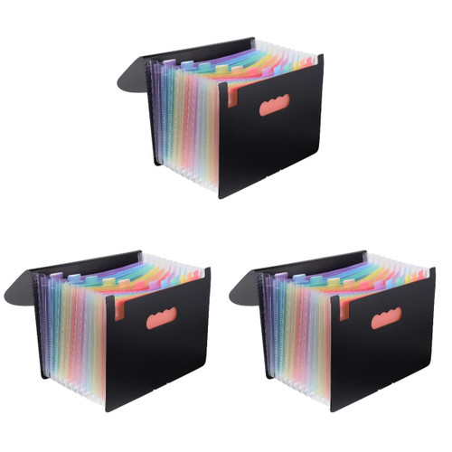 STOBOK 3 Pcs Storage Rack Expandable File Folder Desktop Organizer Accordion File Folder Receipt Organizer Expanding File Pockets Bill Folders High Capacity Plastic Student Organ Clip