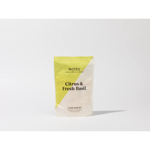 Notes Citrus and Fresh Basil Refill Kit Candle, 6.34 OZ
