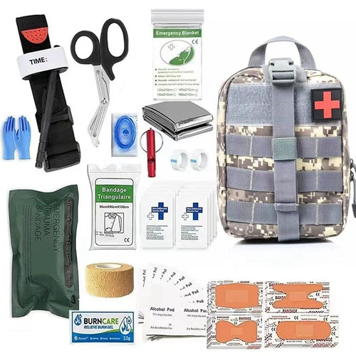 Emergency Survival Kit First Aid Kit, Gear Camping Gear Emergency Supplies with MOLLE Pouch and Tourniquet, for Men Camping Hiking Hunting (C : K) Emergency Survival Kit First Aid Kit, Gear Camping Gear Emergency Supplies with MOLLE Pouch and Tourniquet, for Men Camping Hiking Hunting (C : K)
