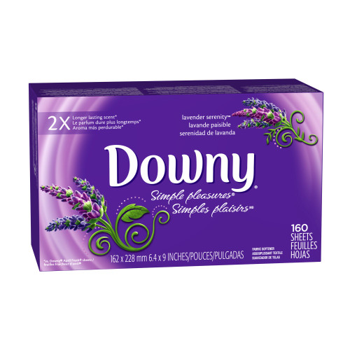Downy Fabric Softener Sheets, Simple Pleasures Lavender Serenity, 160-count Boxes (Pack of 6)