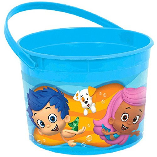 Amscan Lovely Bubble Guppies Blue Plastic Birthday Party Favour Container Toy and Prize, 4" x 6".