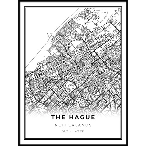 Skanndi The Hague Map Print, Netherlands Nederland Holland Modern Wall Art, Street Map Artwork 18x24