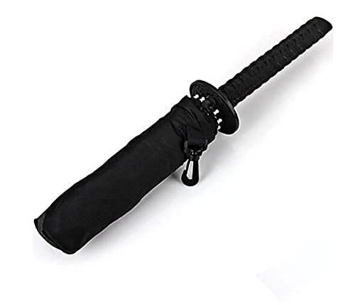 Crysdaralovebi Samurai Katana Shape Umbrella Designed with Comfortable Samurai Sword Handle (Black)