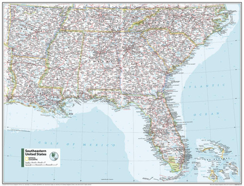 National Geographic Maps: Southeastern U.S.A Wall Map - 31 x 24 inches - Front Lamination National Geographic Maps: Southeastern U.S.A Wall Map - 31 x 24 inches - Front Lamination
