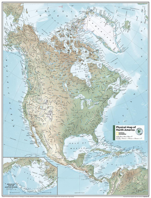 National Geographic Maps: North America Physical Wall Map - 31 x 24 inches - Front Lamination National Geographic Maps: North America Physical Wall Map - 31 x 24 inches - Front Lamination