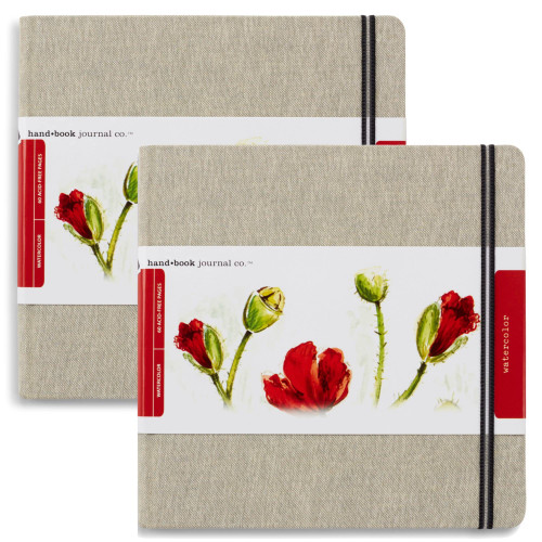 Handbook Journal Co. Artist Watercolor Sketchbook, Square 8.25 x 8.25 Inches (2-Pack), 95lb / 200 GSM, Hardcover w/Pocket