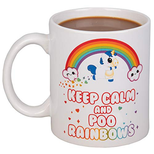 Glitter Galaxy Unicorn Coffee Mug - Keep Calm and Poo Rainbows - Ceramic - 11 oz