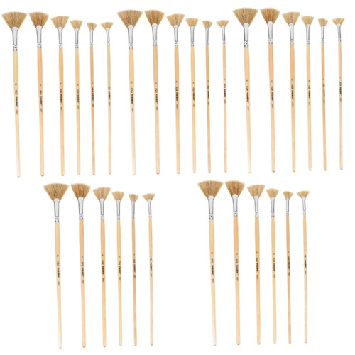 STOBOK 30 Pcs Oil Paintbrush Gouache Brushes Fan Shaped Paint Brush Artist Paint Brush Paint Brushes for Kids Ergonomic Watercolor Brush Fan Pen Graffiti Child Nickel-Plated Copper Tube