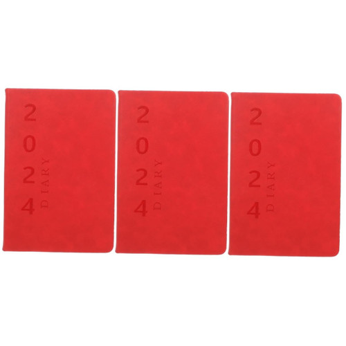Operitacx 3pcs 2024 Agenda Book Coil Notepad Office Schedule Planner Notepad for Meeting Novelty Planner Notepad Note Pads Academic Notebook Imitation Leather Calendar Book Travel Passion