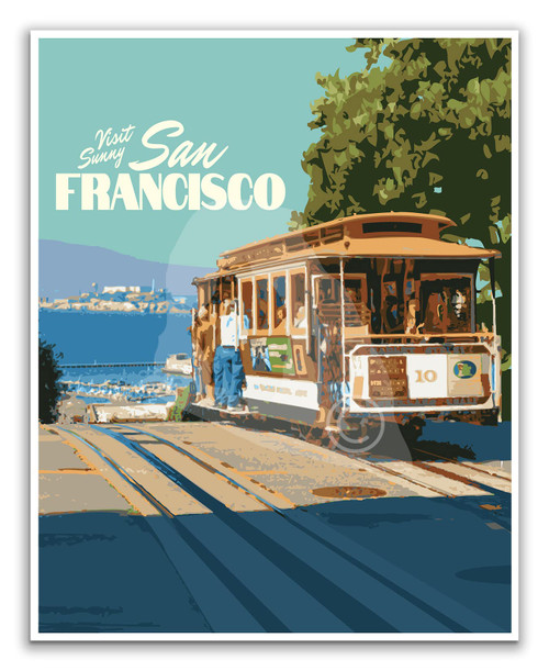 San Francisco California Poster, San Francisco Cable Car Poster, San Francisco Print, California Art (Poster, Canvas) (Poster, 20x30 Inches)