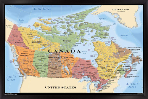 Trends International Map - Canada Wall Poster, 22.37" x 34.00", Black Framed Version