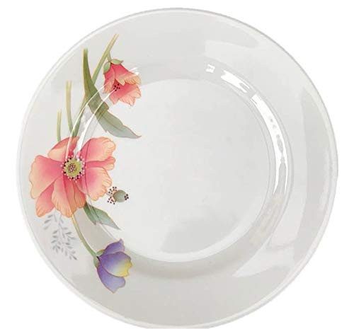Z-Moments Melamine Round Plate Platter, 6-1/4", 8", 10", 12", 14", White with Flora Printing, HB Series (6, 12")