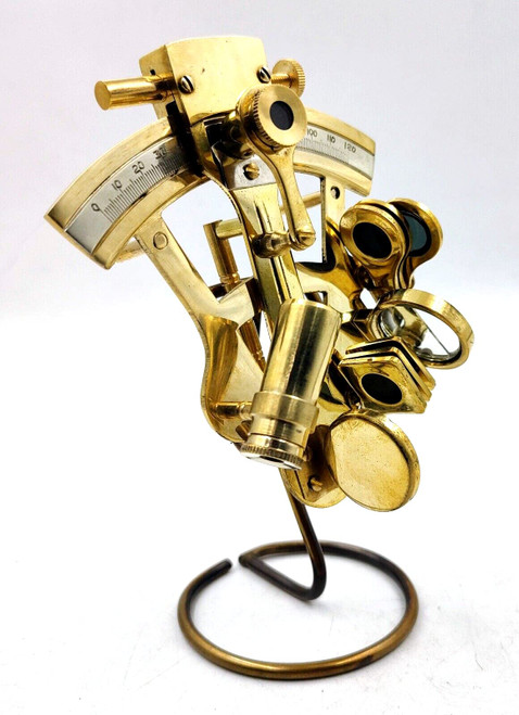 Brass Nautical - Sextant Brass 5" Navigation Instrument Sextant Navigation Marine Sextant with Display Stand