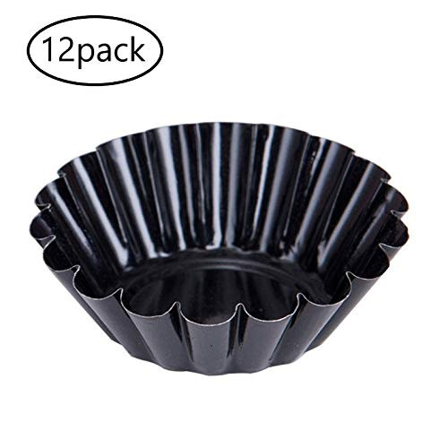 12 Packs Egg Tart Mold, Size 2.6 x 0.9inch, Mini Cupcake Cookie Pudding Mold Muffin Baking Cups - Cooking Molds For Pies, Cheese Cakes, Desserts, Quiche pan and More(6.5 x 4.5 x 2.3cm)