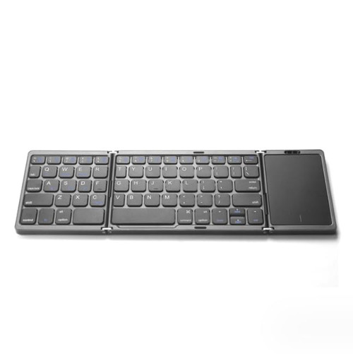 OJelay Portable Pocket-Sized Foldable Bluetooth Keyboard with Touchpad - Wireless Mini Keyboard for Android, Windows, PC, Tablet - Rechargeable Li-ion Battery Included (Grey)