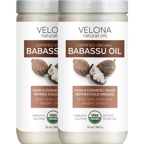 velona Babassu Oil USDA Certified Organic - 64 oz | 100% Pure and Natural Carrier Oil | Refined, Cold Pressed