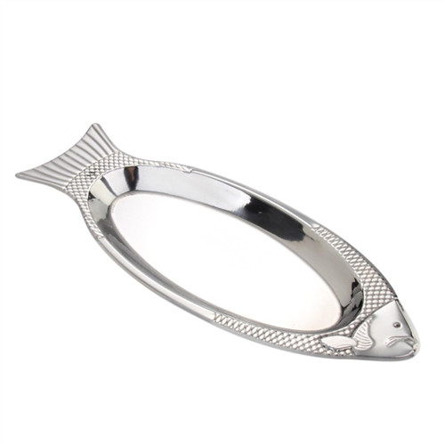 EQUALIZE Dinner Plate Creative Stainless Steel Dinner Plate Restaurant Oval Steamed Fish Plate Fish-shaped Snack Dessert Plate Kitchen Tray Fruit Snack Plates