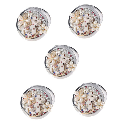 FOMIYES 5pcs Portable Makeup Mirror Handheld Mirrors Mirror Portable Compact Mirror for Purses Rhinestone Cosmetic Mirror Mini Cosmetic Mirror Portable Hand Mirror Metal Travel Mirror fold