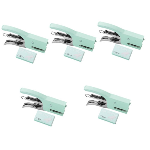 NUOBESTY 5 Sets Hand-held Stapler Jam Free Stapler Metal Stapler Stapleless Stapler Metal File Stapler Reusable Hand Stapler Compact File Stapler Press Metal Student High Capacity Gift