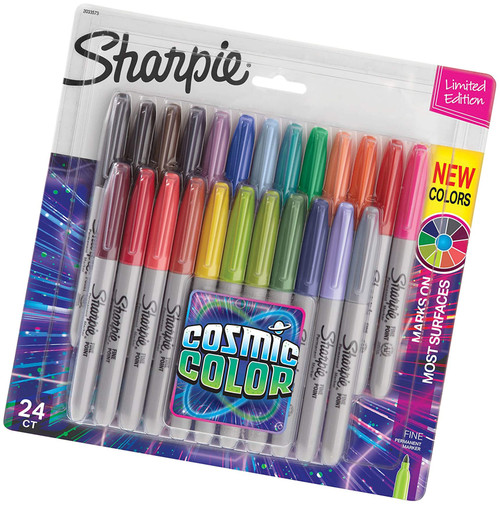 SHARPIE Permanent Markers, Fine Point, CosMic Color, Limited Edition, 24 Count - New
