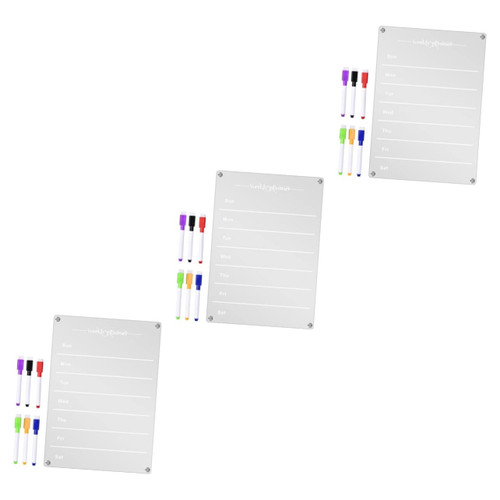 Tofficu 3 Sets Weekly Plan Message Board Dry Erase Board Schedule Board Fridge Board Fridge Magnets Board for Fridge Magnetic Planning Board Refrigerator Acrylic Plate Magnetic A4