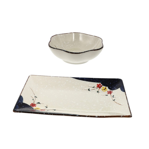 FELTECHELECTR 2pcs Ceramic Sushi Plate Food Plates Porcelain Sushi Platter Dinner Dish Porcelain Serving Tray Food Serving Tray Ceramic Tray Soy Sauce Dish Party Serving Ceramics Japan Household