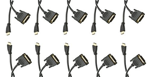3 Feet HDMI to DVI Cable, HDMI Male to DVI Male 10 Pack, CNE465130 3 Feet HDMI to DVI Cable, HDMI Male to DVI Male 10 Pack, CNE465130