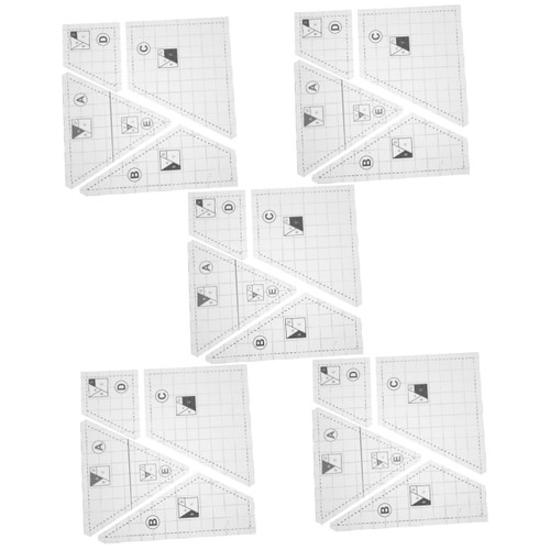 COHEALI 5 Sets Patchwork Template Quilting Square DIY Stitching Ruler Creative Quilting Template Quilt Kits Quilting Templates Fabric Sewing Tools Clamshell Acrylic Curve Ruler Sports