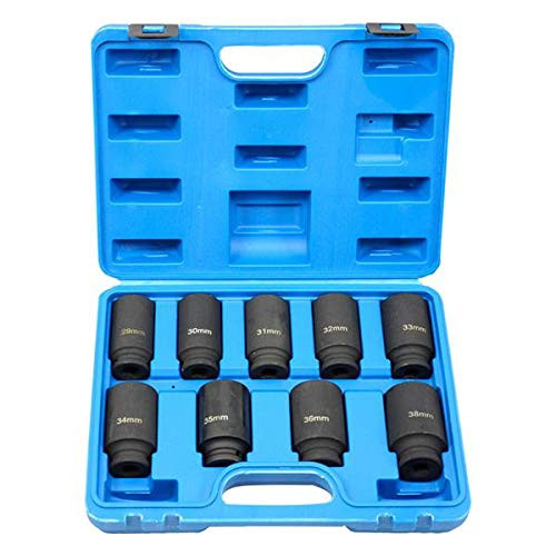 9pcs Deep Impact Socket Set 1/2'' Drive Metric Axle Hub Nut Socket 29-38mm
