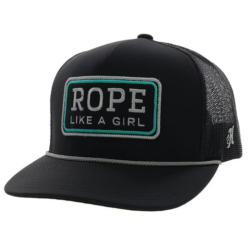 HOOEY Women's Rope Like a Girl Adjustable Snapback Hat (Black/Teal)