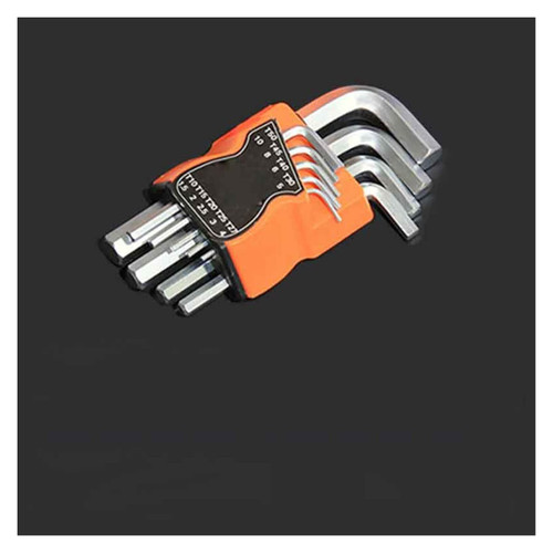 MIFANI Allen Wrench Hexagon Key hexagonal wrench 9 Piece Wrench L-shaped Allen Wrench Set (Color : Silver, Size : Flat L) (Color : Silver, Size : Flat S)