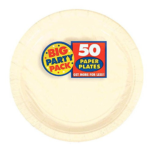 Big Party Pack  Vanilla Crème Paper Plates | 7" | Pack of 50 | Party Supply