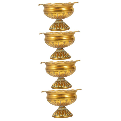DECHOUS 4 Pcs Roman Flower Pot Outdoor Decor Garden Urn Planter Urn Planter Vase Gold Vases for Vintage Decor Classic Urn Planter Garden Urns Column Indoor Iron Golden Flower Office