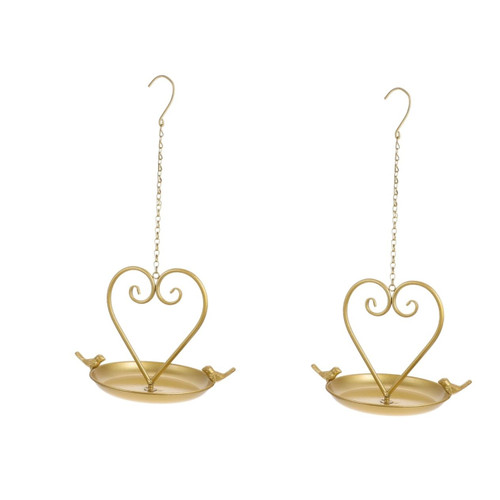 NOLITOY 2pcs Heart Shaped Bird Feeder Bird Platform Hanging Birdbath Feeder Birds Feeding Trays Bird Feeder Plate Tray Plate Squirrel Decor Bird Cage Food Holder Birdcage Heart-Shaped Iron
