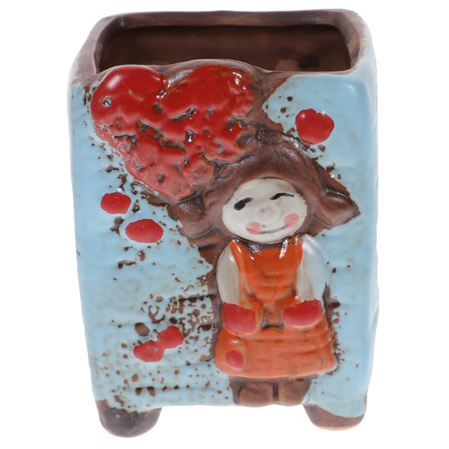 Yardwe 3pcs Ceramic Flowerpot Plant Pot Ceramic Succulent Planter Small Face Flower Pot Ceramic Pots for Indoor Plants African Violet Pots Houseplant Ceramics Girl Hydroponic Basin Bonsai