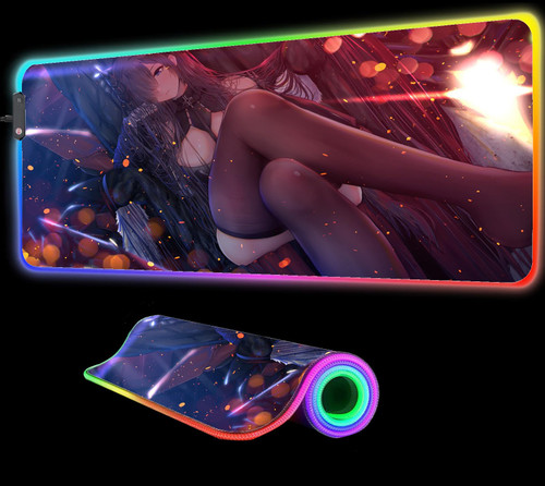 Mouse Pads Anime Girl Sexy Boobs RGB LED Mouse pad Gaming Mousepad Colorful Laptop Keyboard Pad XXL Desk Mat 39.37x19.68 inche Color1