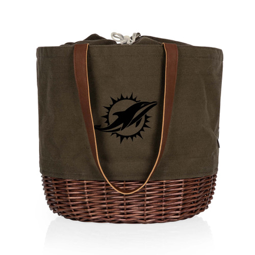 PICNIC TIME Miami Dolphins Coronado Canvas and Willow Basket Tote