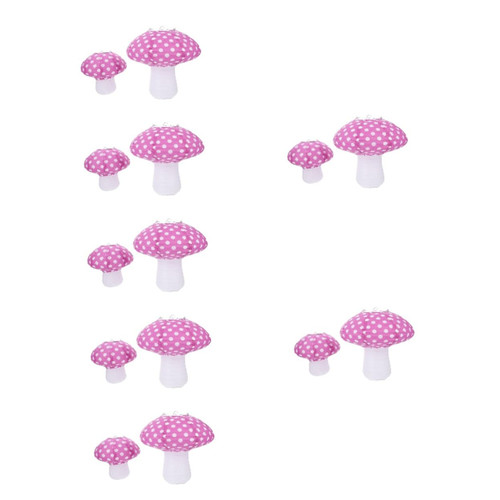 BESTOYARD 14 Pcs Mushroom Lantern Paper Mushroom Light Ceiling Decor Lantern Jungle Paper Lantern Forest Paper Lantern Backdrops Lantern Ornament Wedding Purple Iron Chandelier Balloon Baby