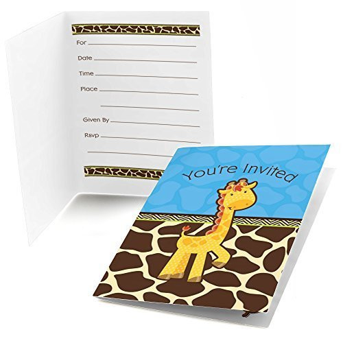 Big Dot of Happiness Giraffe Boy - Fill in Baby Shower or Birthday Party Invitations (8 Count)