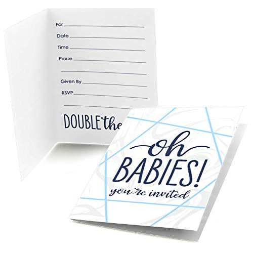 Big Dot of Happiness Its Twin Boys - Fill in Blue Twins Baby Shower Invitations (8 Count)
