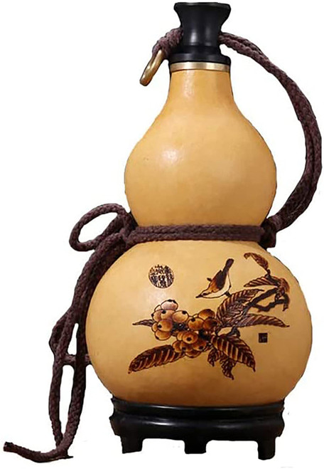 HFSKJWI Pure Natural Gourd,Wine Gourd Hip Flask,Outdoor Portable Water Bottle and Wine Medicine Gourd,Cork Kettle,Beeswax Anti-Seepage, 500ml B HFSKJWI Pure Natural Gourd,Wine Gourd Hip Flask,Outdoor Portable Water Bottle and Wine Medicine Gourd,Cork Kettle,Beeswax Anti-Seepage, 500ml B