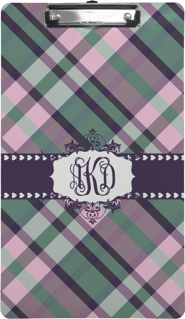 Personalized Plaid with Pop Clipboard (Legal Size)