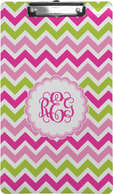 Personalized Pink & Green Chevron Clipboard (Legal Size)
