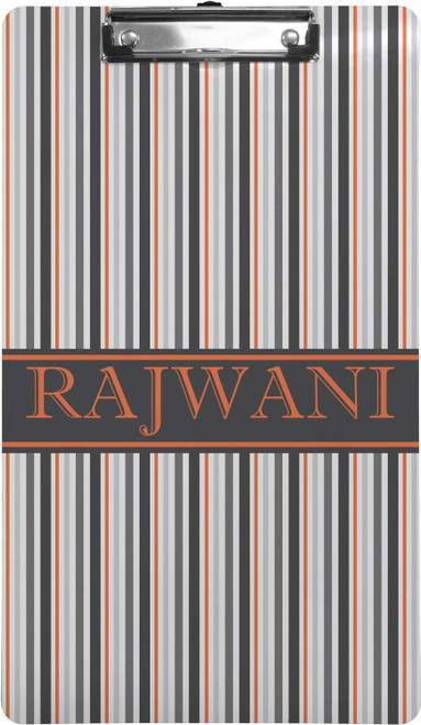 Personalized Gray Stripes Clipboard (Legal Size)