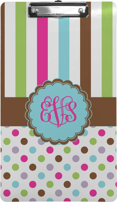 Personalized Stripes & Dots Clipboard (Legal Size)