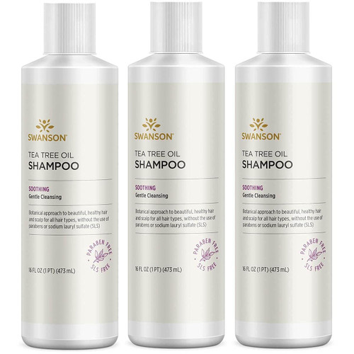Swanson Tea Tree Oil Shampoo 16 fl Ounce (1 pt) (473 ml) Liquid (3 Pack)