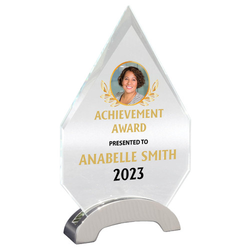 7 1/2" Personalized Award Glass Plaque, Personalized Plaque as Awards and Trophies, Glass Awards Plaques as Retirement and Employee of the Month Plaque, Appreciation and Leadership Gift G (Design 2)