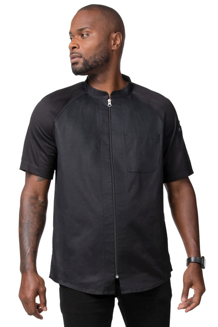 Chef Works Men's Arcadia Chef Coat, Black, 3X-Large