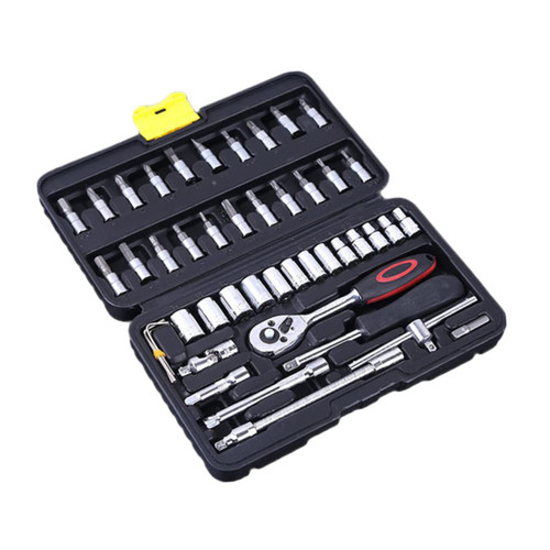 iplusmile 46pc Set Mechanic Tools Mechanic Suit Hardware Tools Home Tool Kit Hand Tools Kit Mechanics Tools Vanadium Steel Mechanics Tool Kit Ratchet Wrench Combination Tool Set Gear